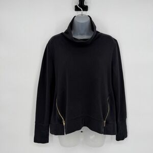 Varley Sz S‎ Clement Sweatshirt Cowl Neck Black Gold Zippers Tunic Top Shirt